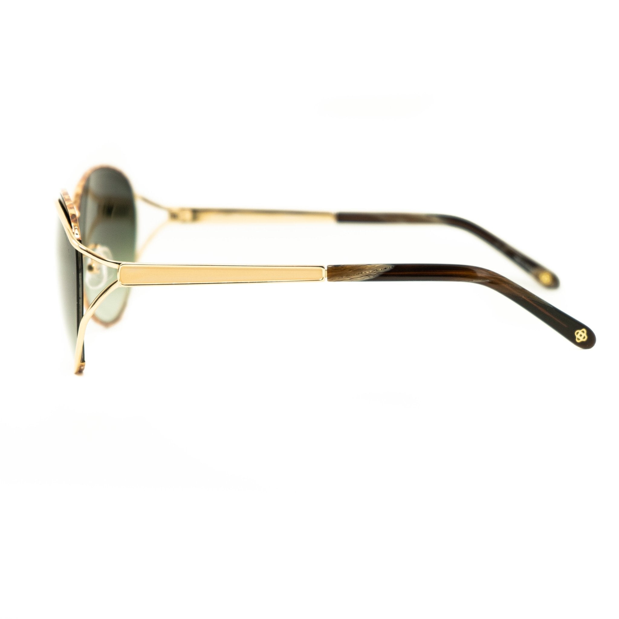 Oscar De La Renta Sunglasses Oval Frame Gold and Green-GR8 Sunglasses