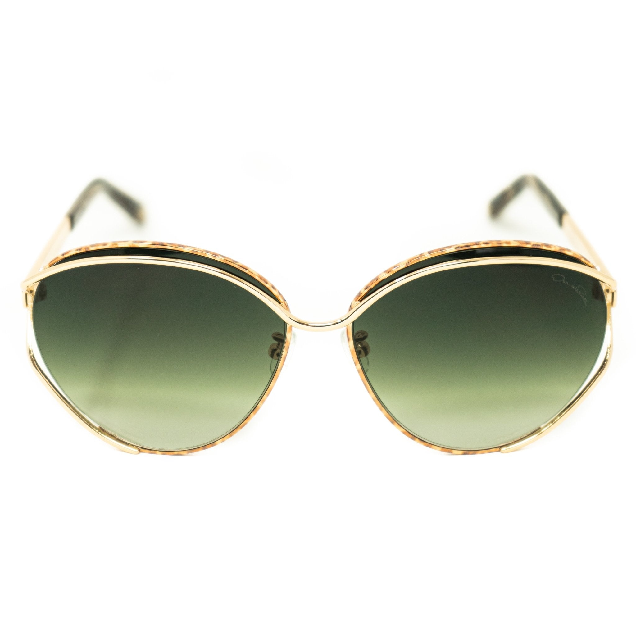 Oscar De La Renta Sunglasses Oval Frame Gold and Green-GR8 Sunglasses