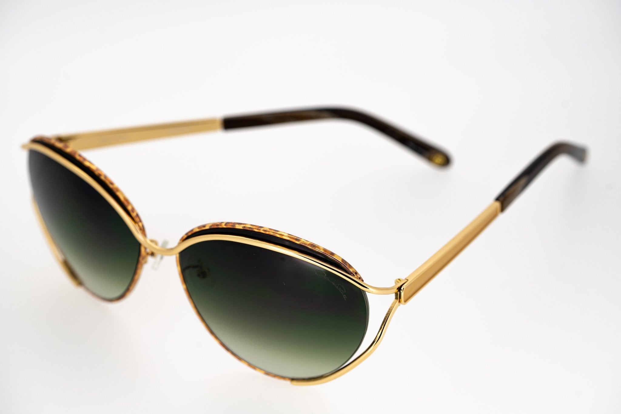 Oscar De La Renta Sunglasses Oval Frame Gold Amber With Green Graduated Lenses Category 3 ODLR61C1SUN - Watches & Crystals