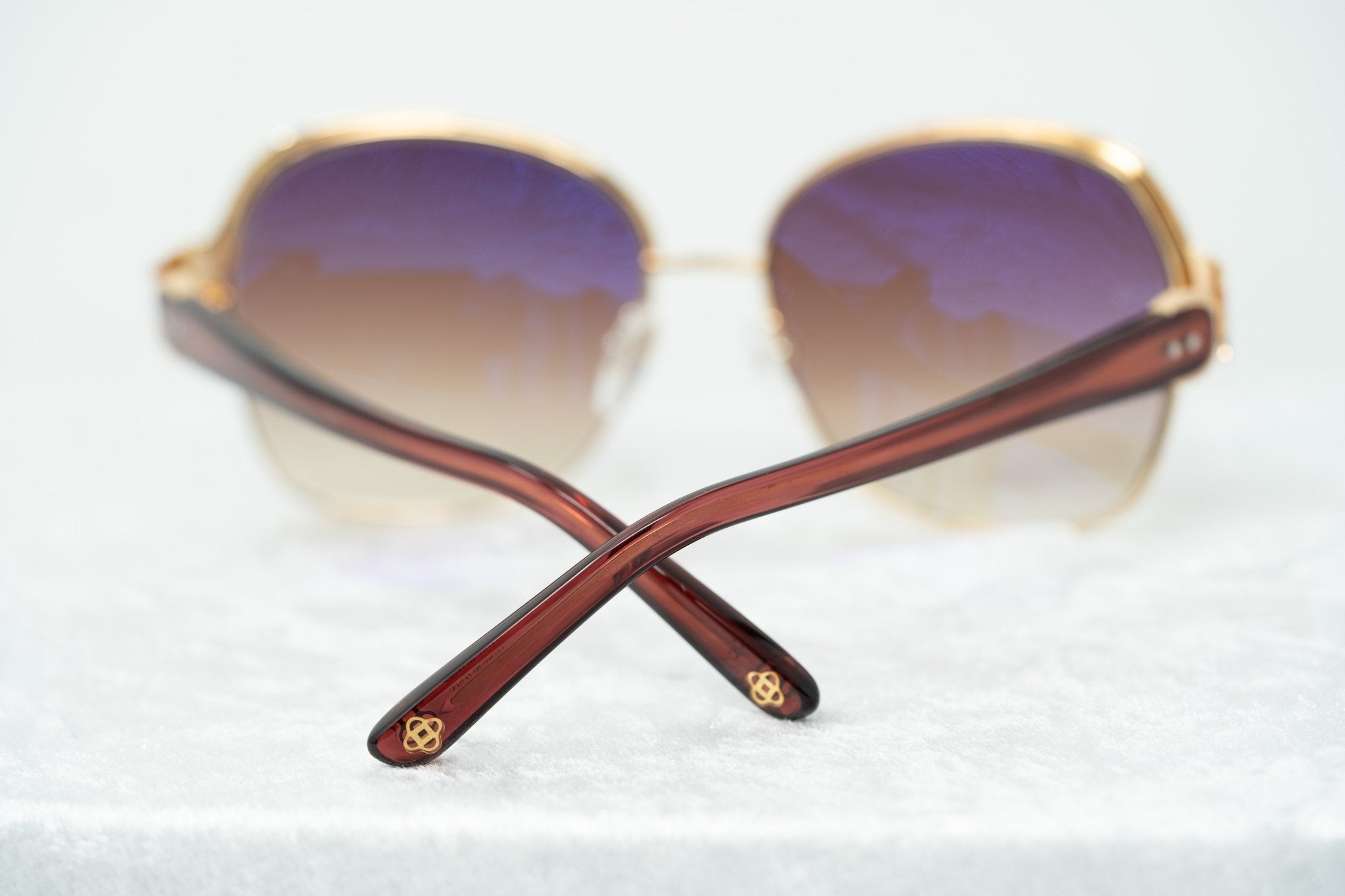 Oscar De La Renta Sunglasses Oversized Russian Gold Red and Grey-GR8 Sunglasses