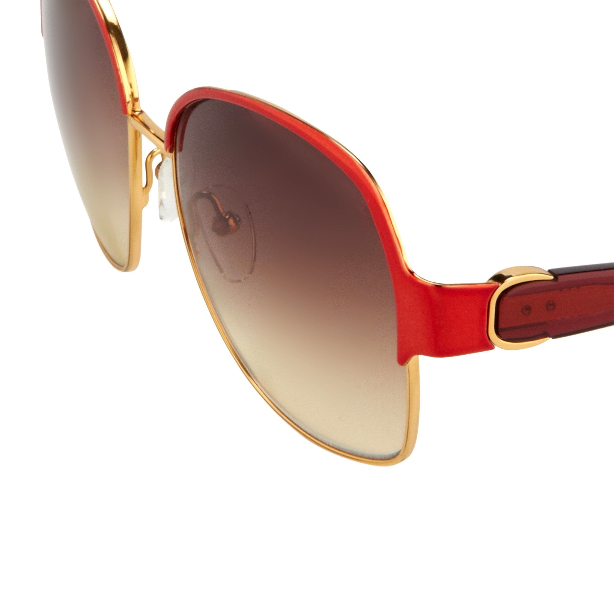 Oscar De La Renta Sunglasses Oversized Frame Russian Gold Red Enamel With Grey Lenses - ODLR50C4SUN - Watches & Crystals