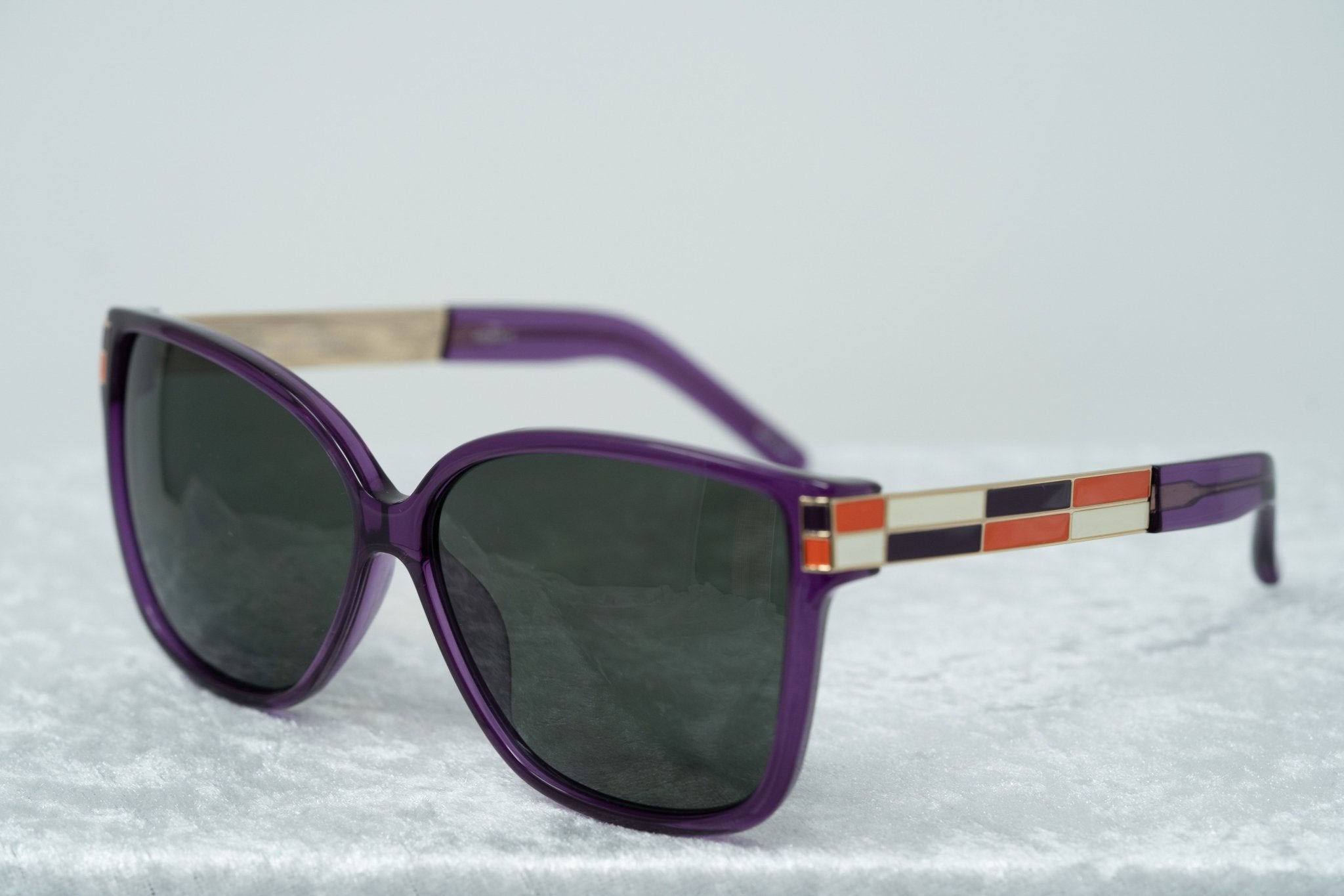 Oscar De La Renta Sunglasses Oversized Purple Enamel Arms and Green Lenses Category 3 - ODLR21C2SUN - Watches & Crystals