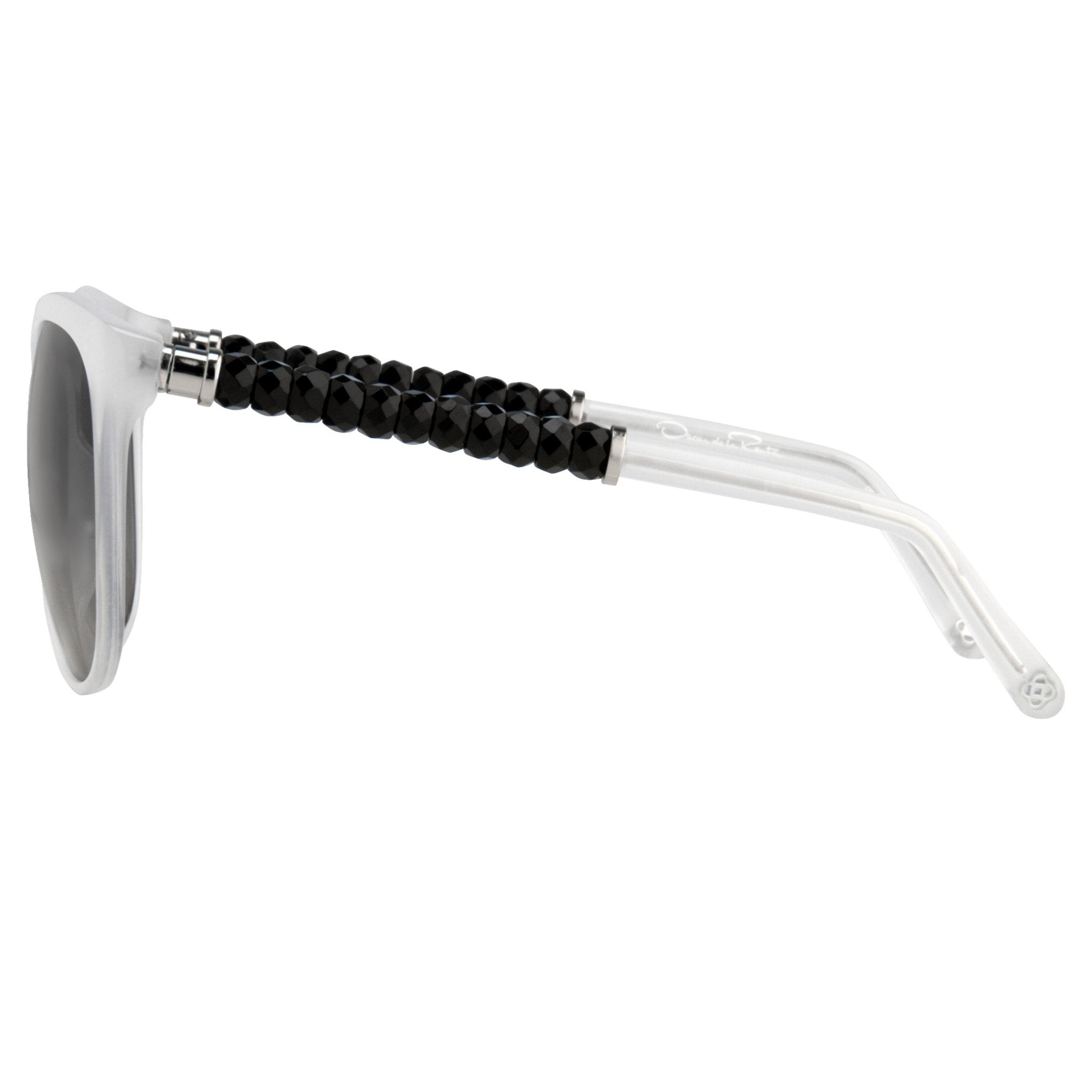 Oscar De La Renta Women Sunglasses Beads Oversized Frame Ivory and Grey Lenses - ODLR31C3SUN - Watches & Crystals
