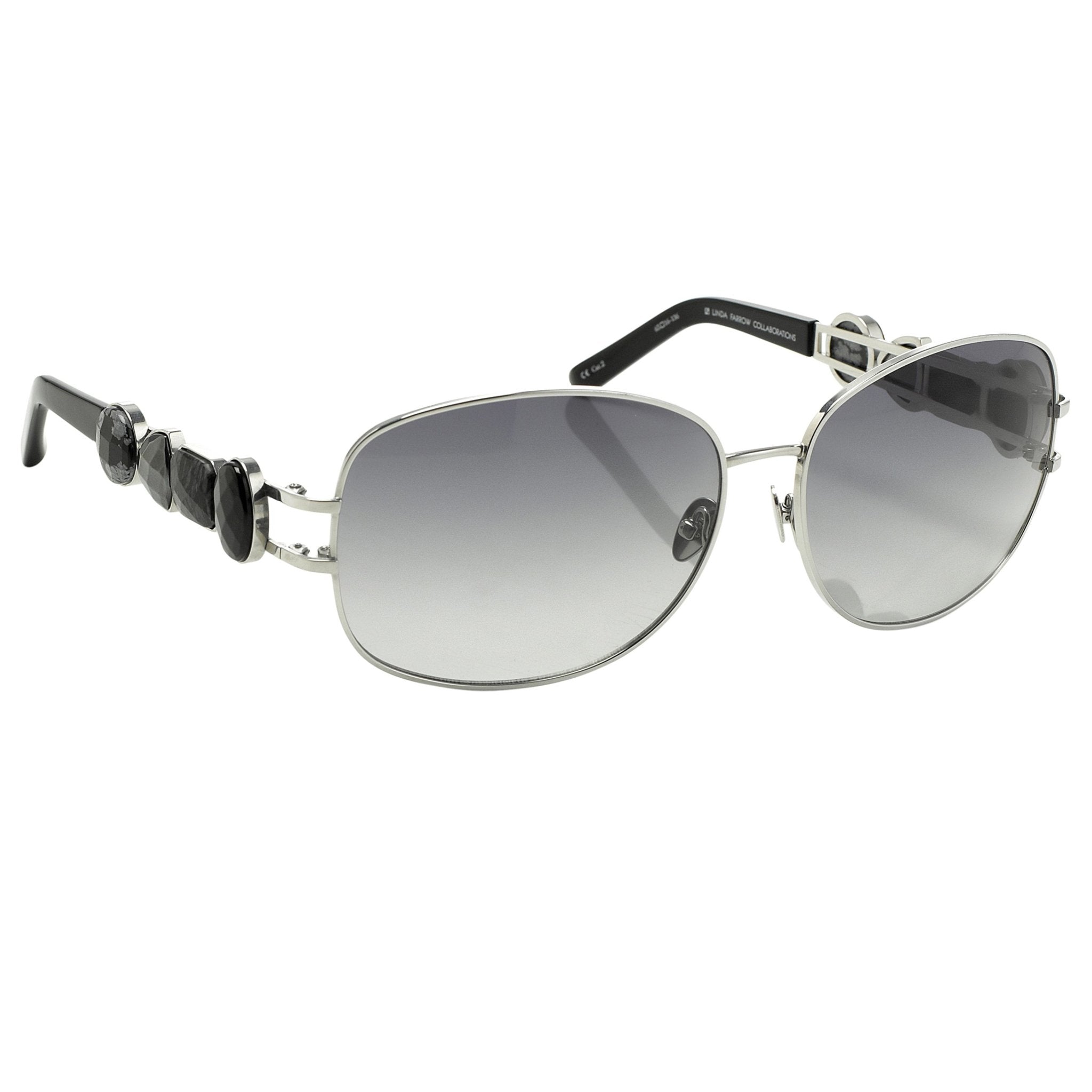 Oscar De La Renta Sunglasses Oval Silver and Grey-GR8 Sunglasses