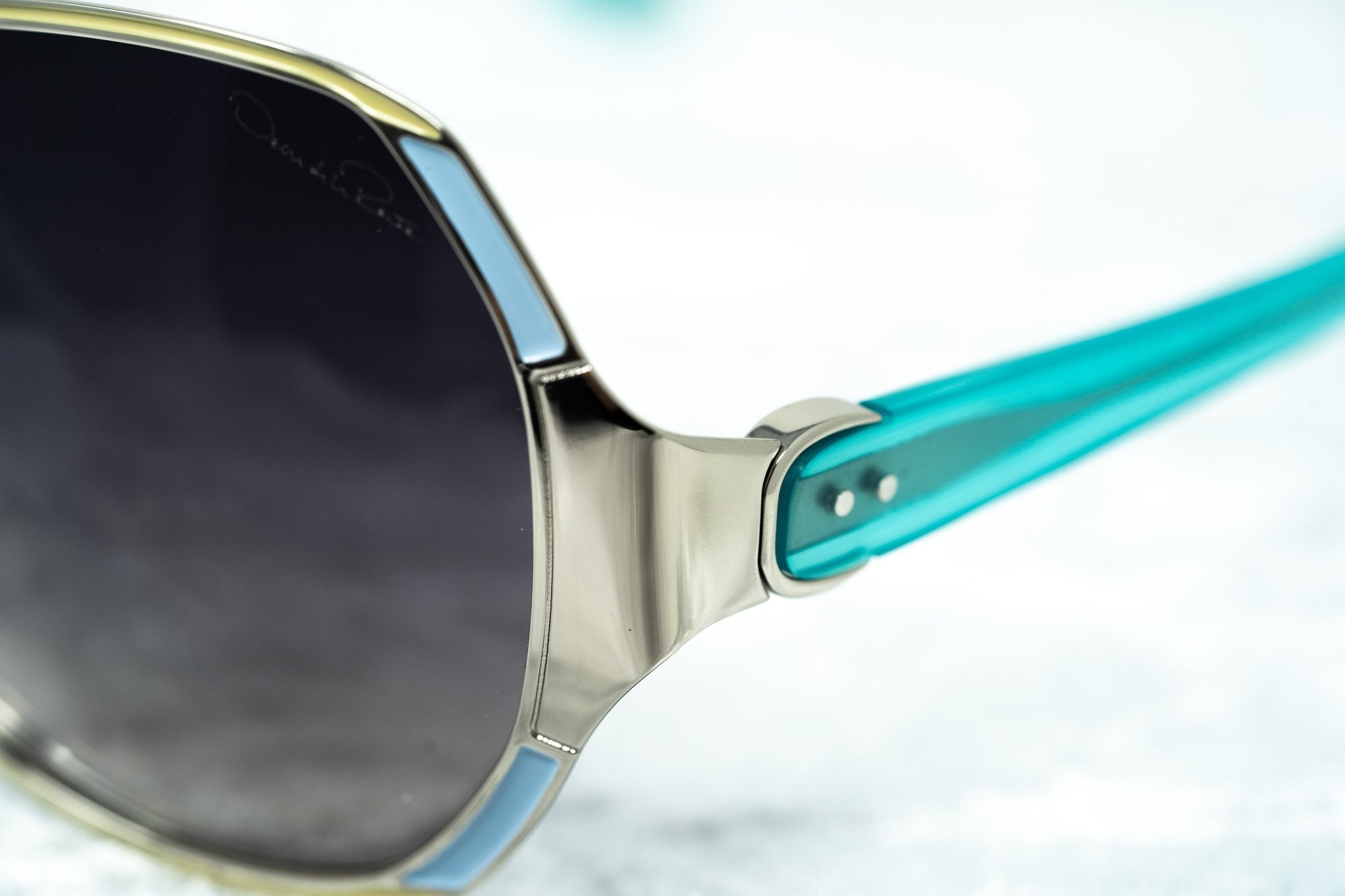 Oscar De La Renta Sunglasses Oversized Silver Multicolour Enamel and Grey-GR8 Sunglasses