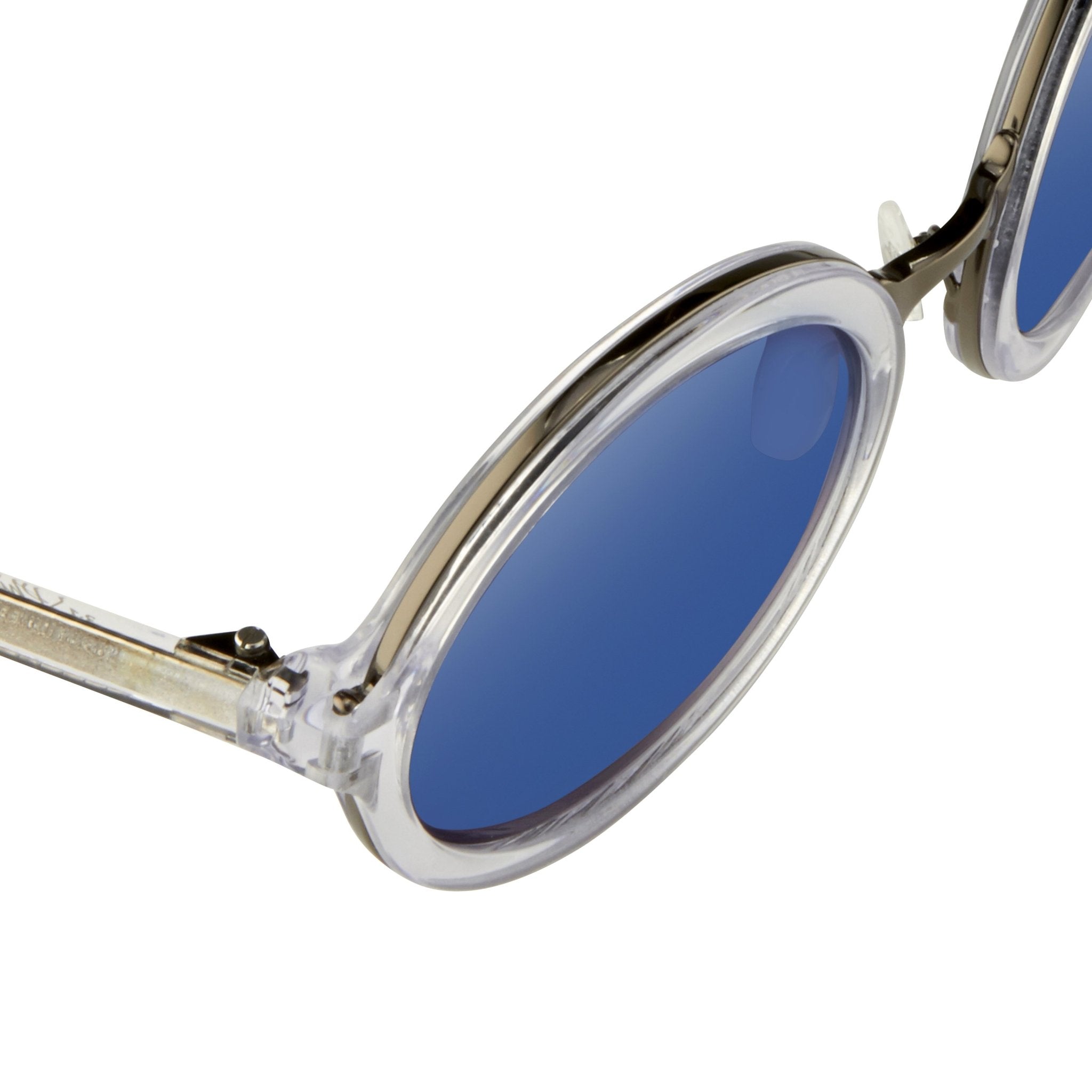 Phillip Lim Sunglasses Round Female Clear and Gun Metal with CAT3 Blue Mirror Lenses - PL11C25SUN - Watches & Crystals