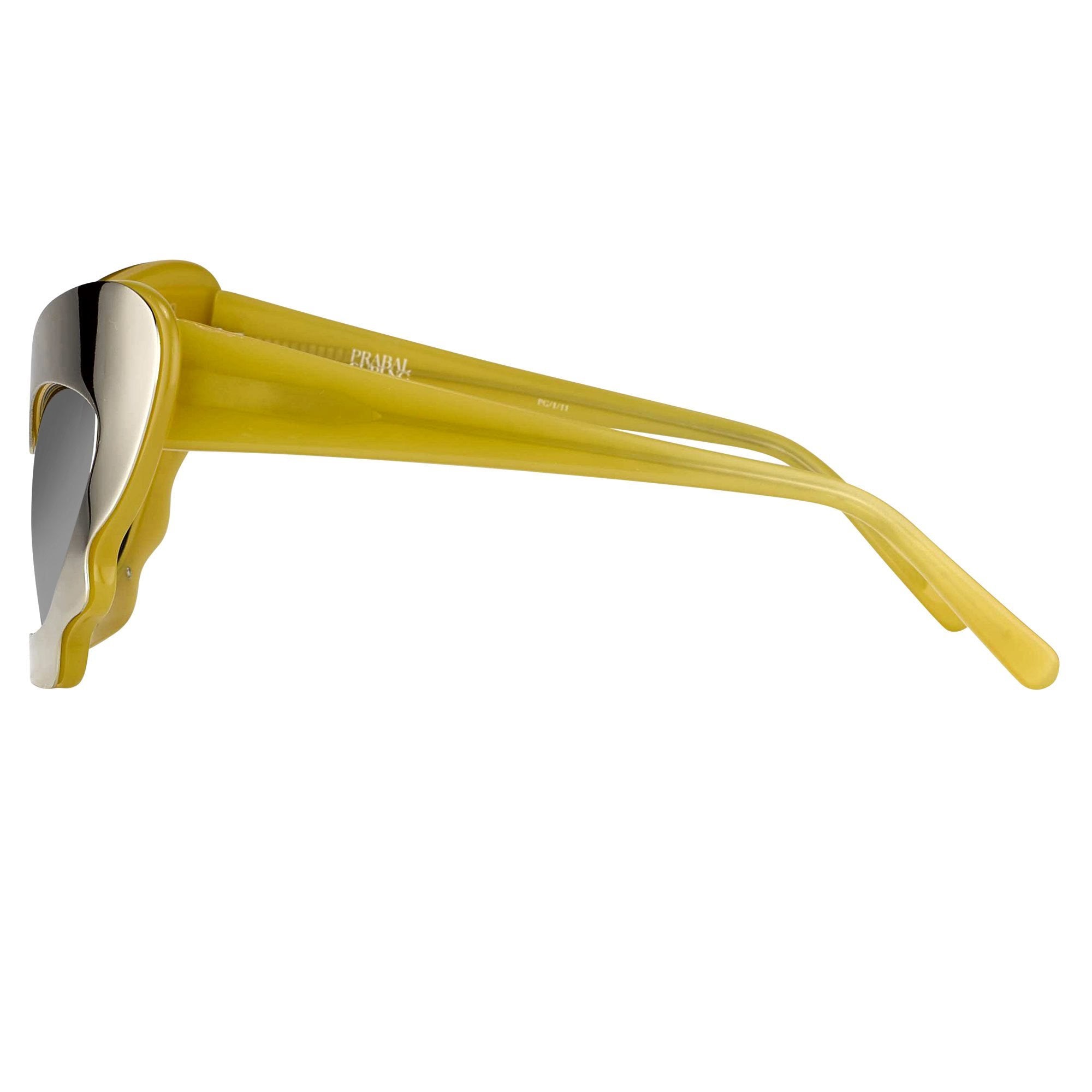 Prabal Gurung Sunglasses Cat Eye Special Mustard Yellow/Silver and Gray-GR8 Sunglasses