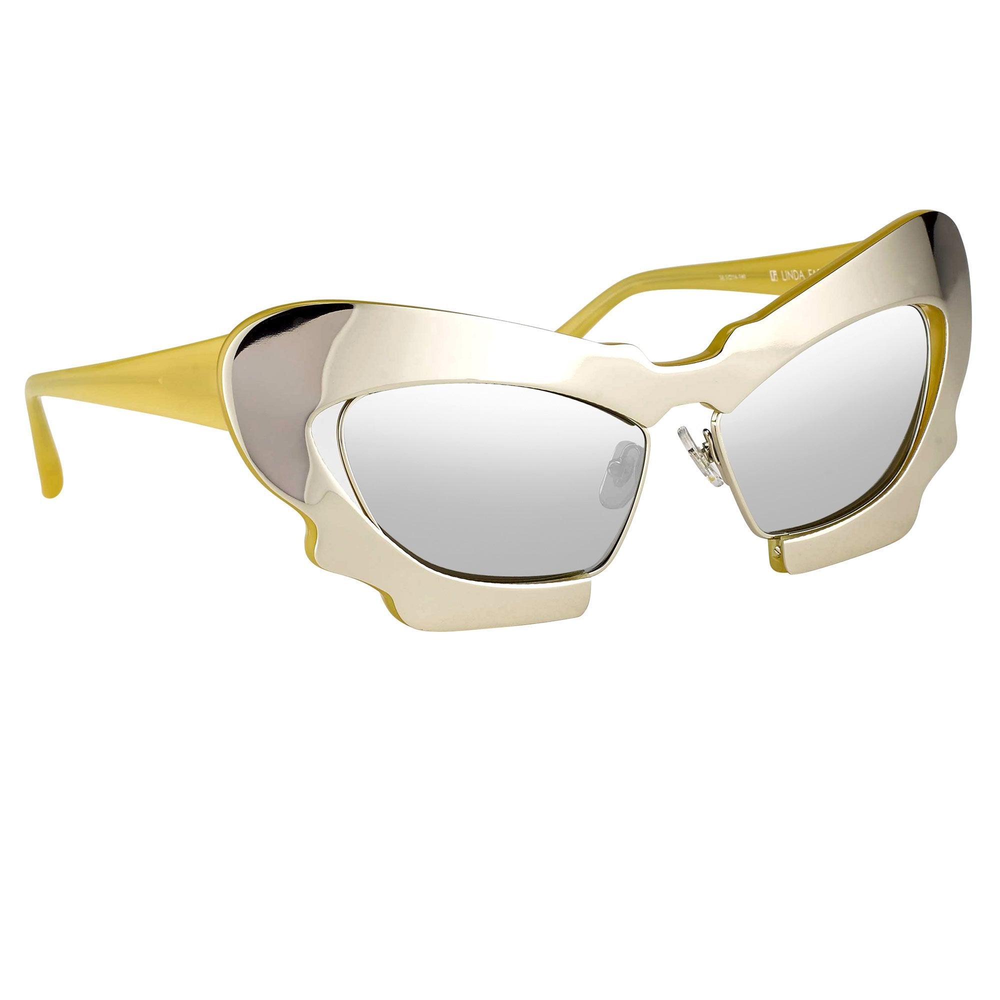 Prabal Gurung Sunglasses Female Cat Eye Silver Mustard Yellow Category 3 Silver Mirror Lenses PG1C11SUN - Watches & Crystals