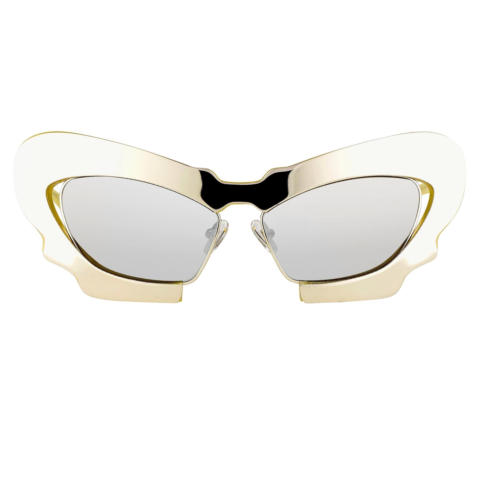 Prabal Gurung Sunglasses Cat Eye Special Mustard Yellow/Silver and Gray-GR8 Sunglasses