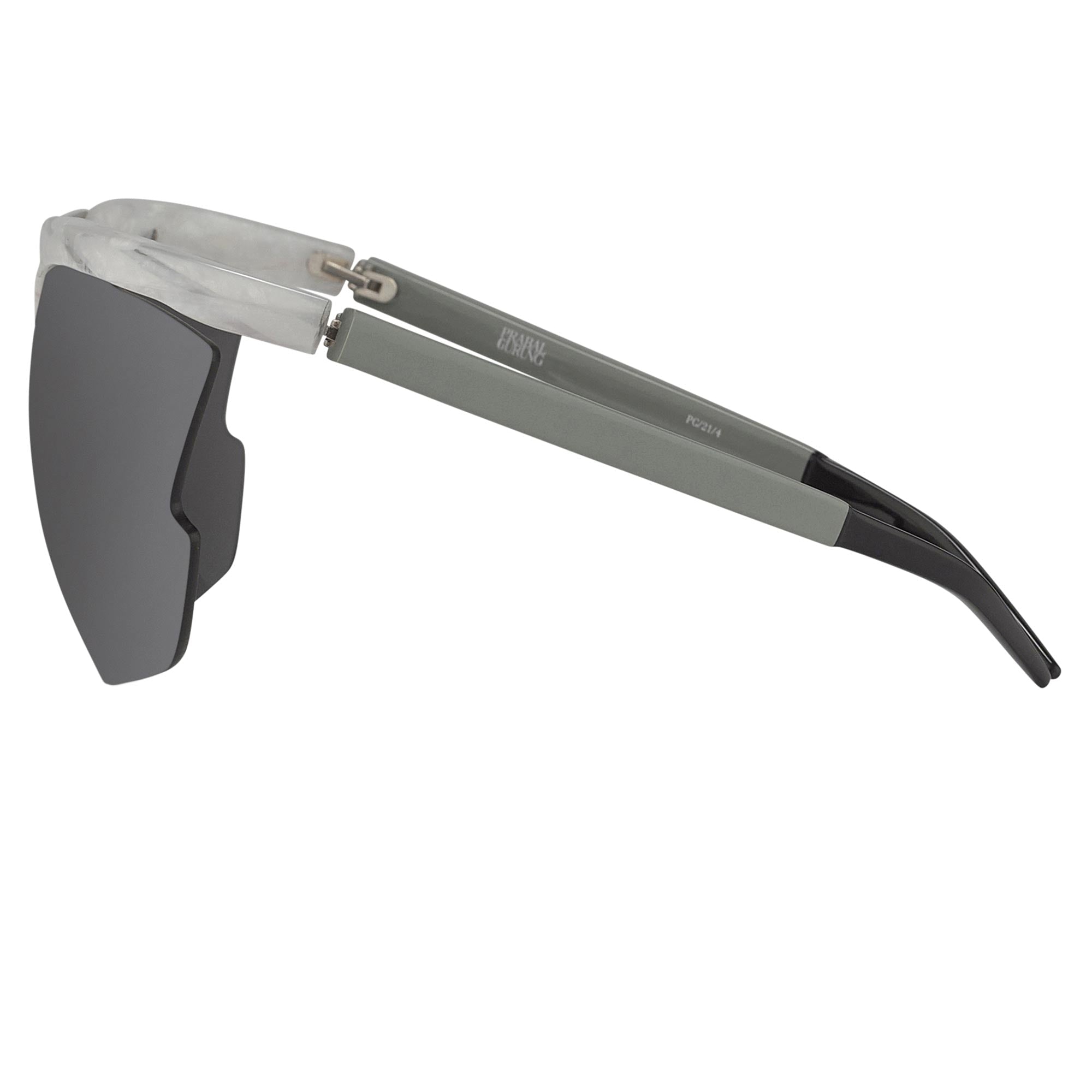 Prabal Gurung Sunglasses Female Special Frame White Horn Category 3 Blue Mirror Lenses PG21C4SUN - Watches & Crystals