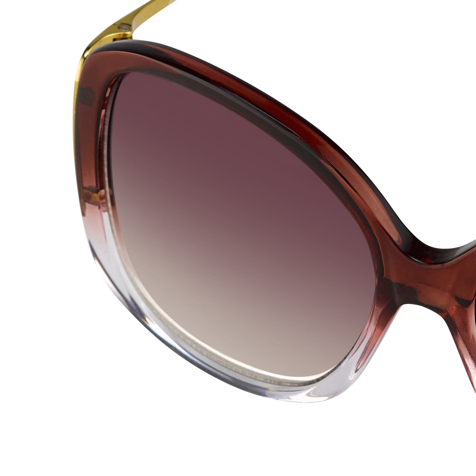 Prabal Gurung Sunglasses Oversized Female Maroon To Clear Frame Category 2 Red Gradient Lenses PG23C4SUN - Watches & Crystals