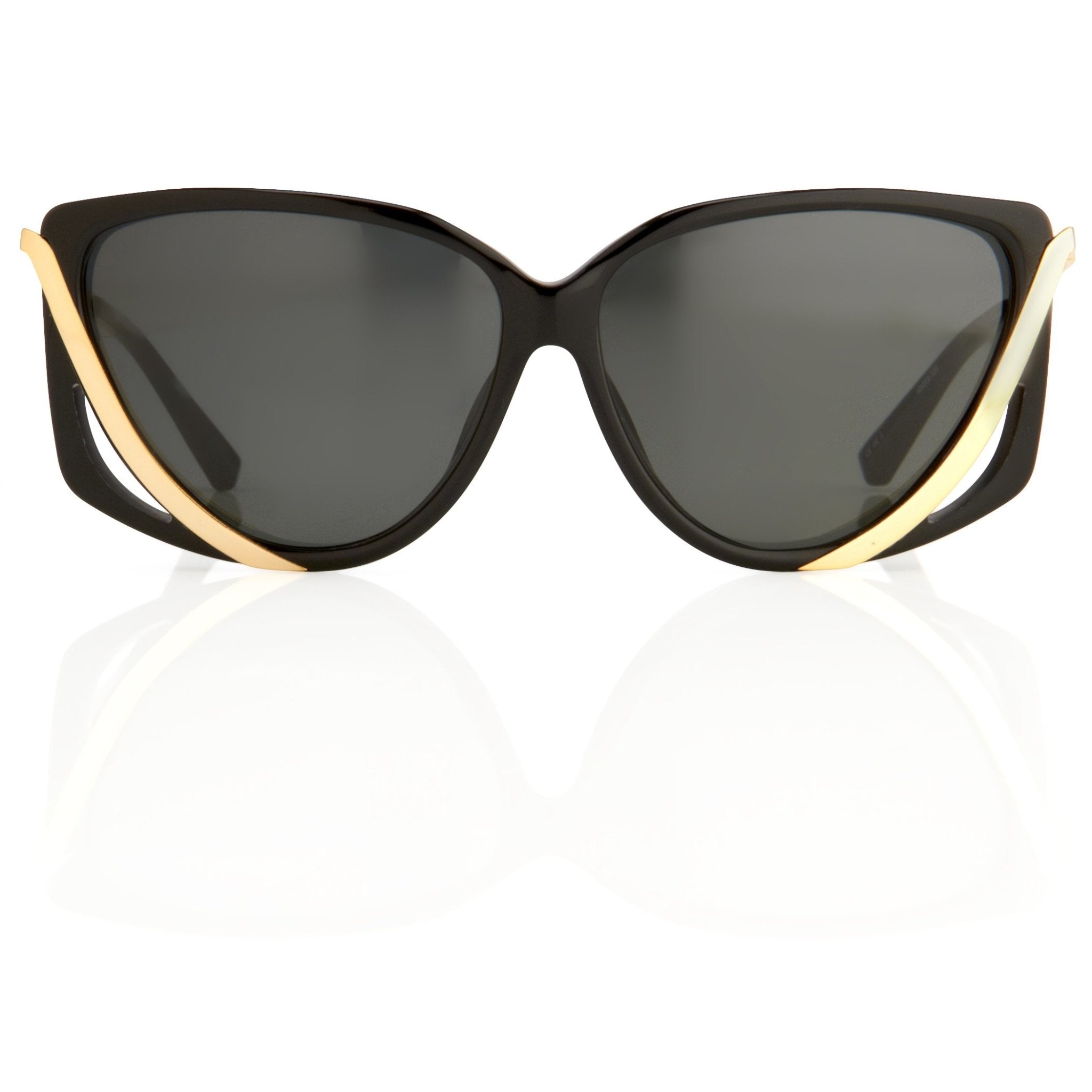 Prabal Gurung Sunglasses Rectangular Black Cut Out With Grey Category 3 Lenses PG4C1SUN - Watches & Crystals