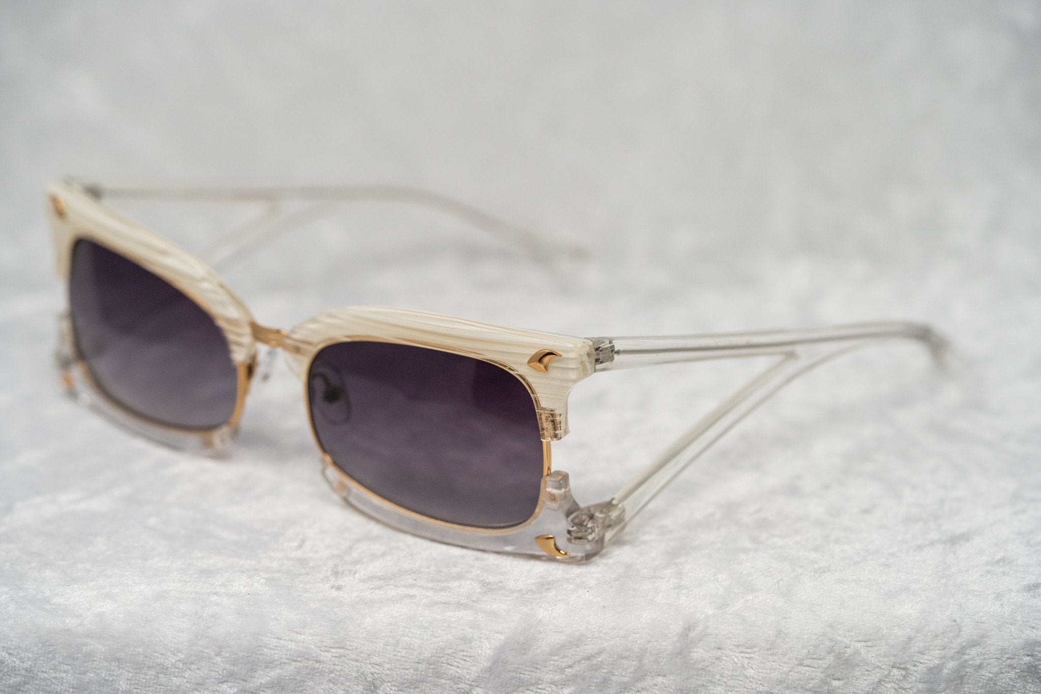 Prabal Gurung Sunglasses Rectangular Textural White With Purple Category 3 Graduated Lenses PG2C2SUN - Watches & Crystals