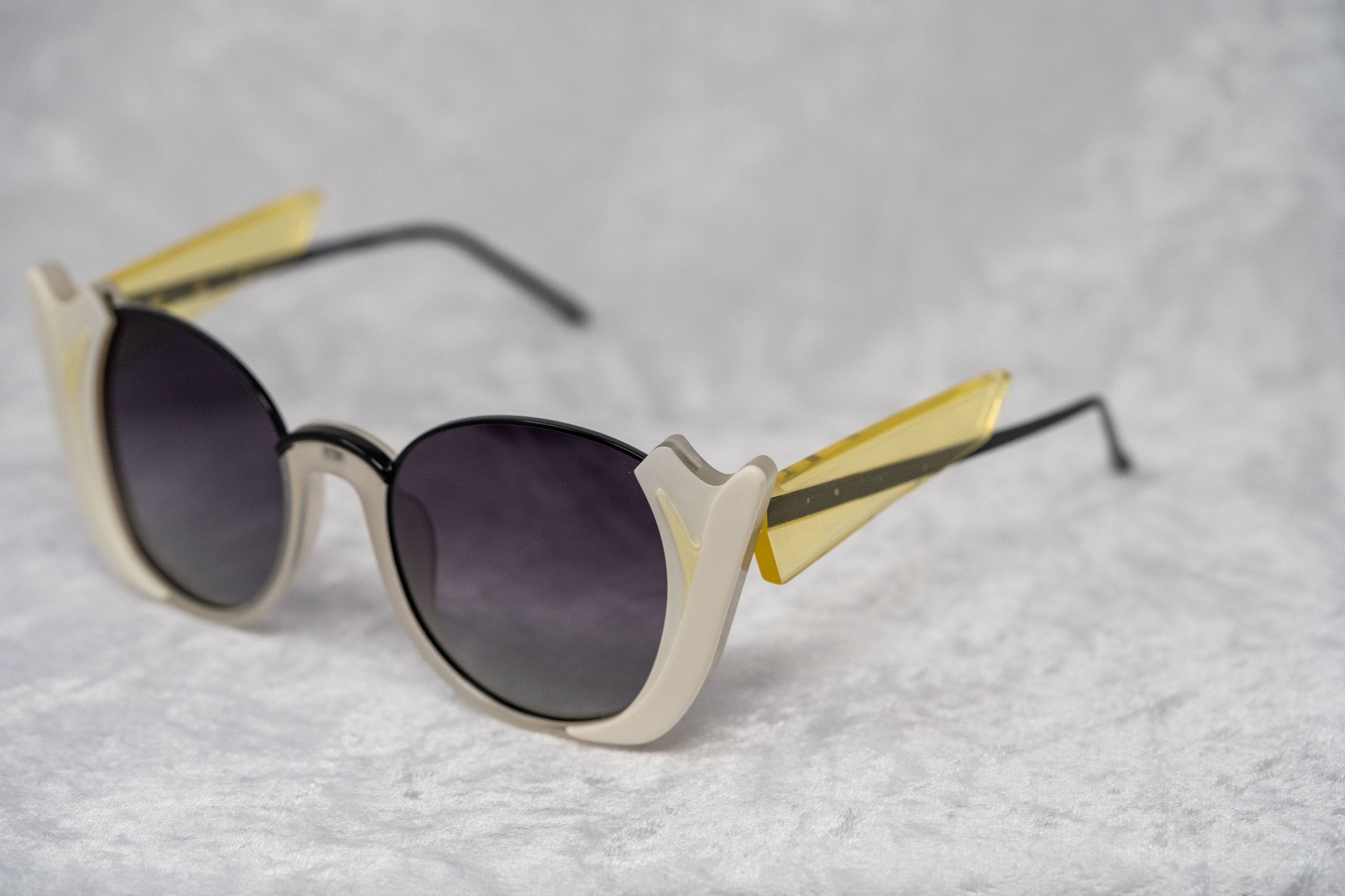 Prabal Gurung Sunglasses Round Ivory and Grey-GR8 Sunglasses