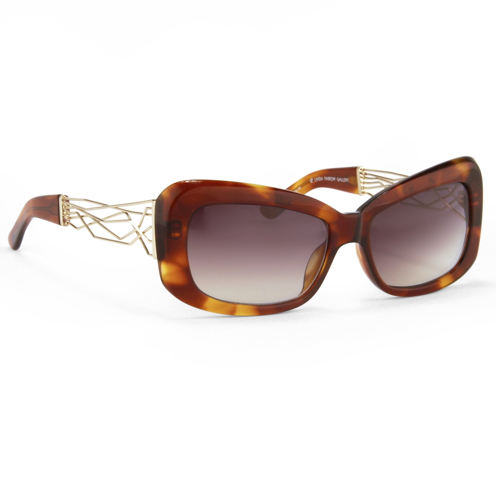 Prabal Gurung Sunglasses Women's Rectangle Tortoise Shell Acetate and Light Gold with CAT2 Grey Lenses PG14C2SUN - Watches & Crystals