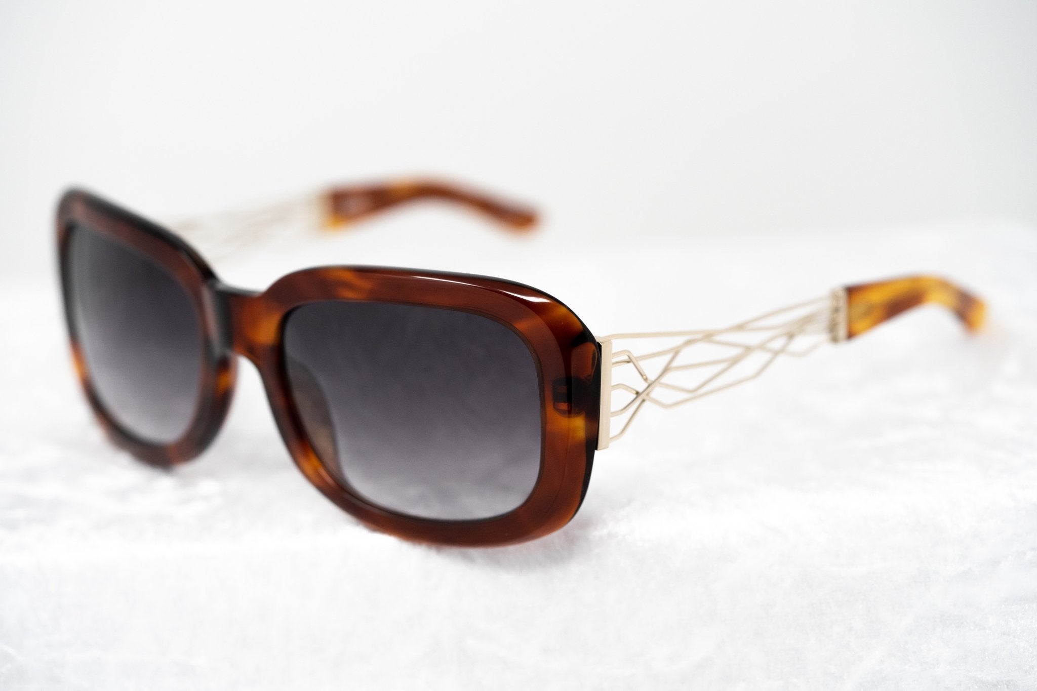 Prabal Gurung Sunglasses Rectangle Tortoise Shell Acetate and Grey-GR8 Sunglasses