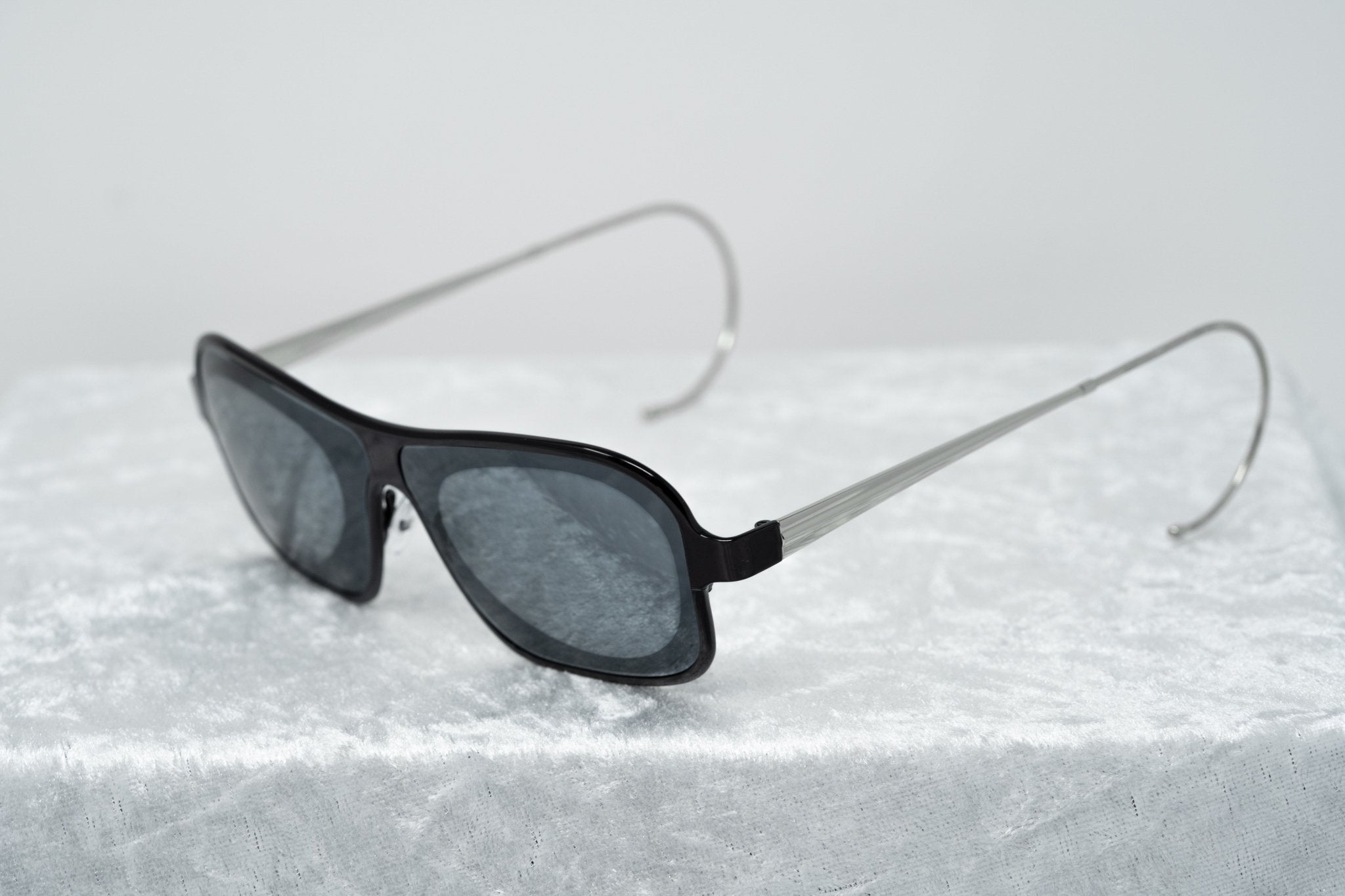 Raf Simons Sunglasses Size Extra Small Rectangular Black Silver and Grey-GR8 Sunglasses