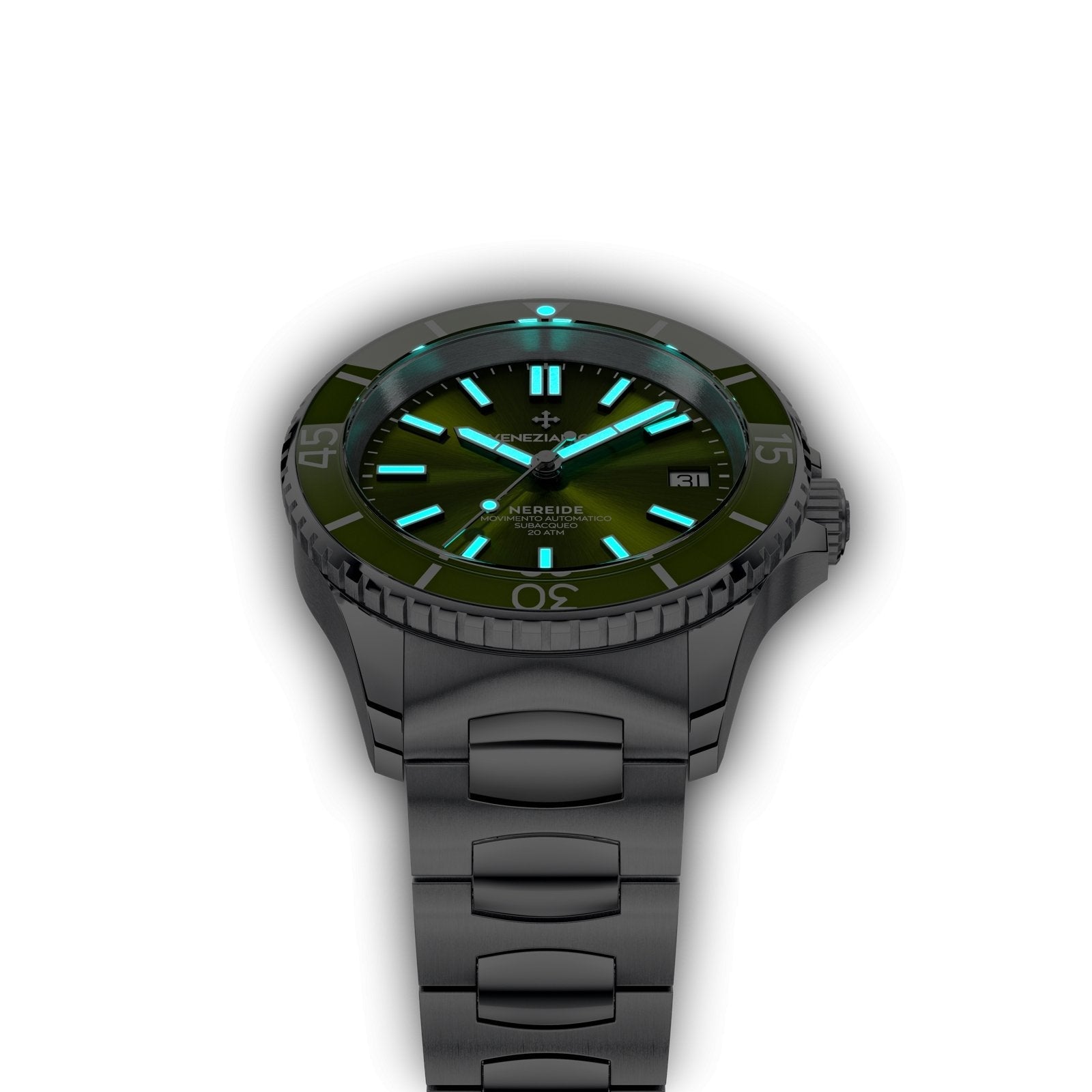 Venezianico Automatic Watch Nereide 39 Canova Bracelet Green 3121501C - Watches & Crystals