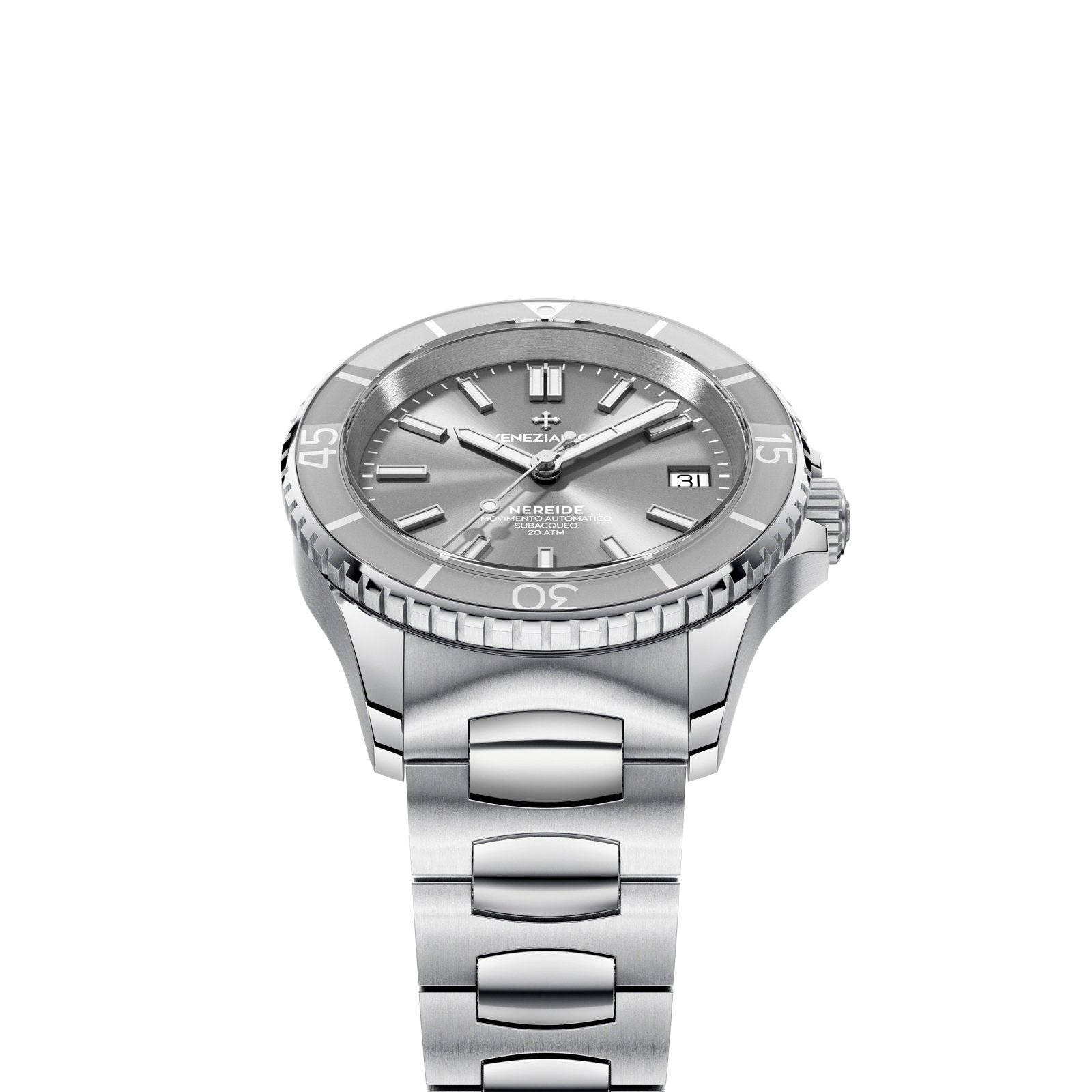 Venezianico Automatic Watch Nereide 39 Canova Bracelet Grey 3121505C - Watches & Crystals