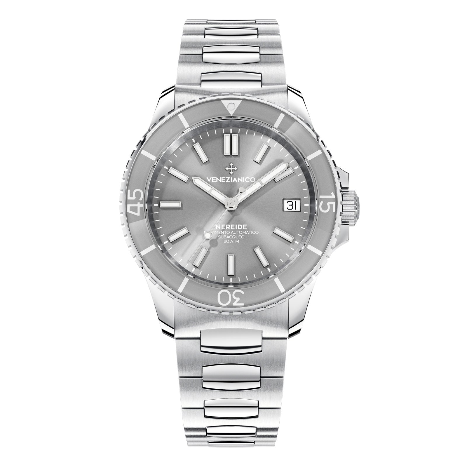 Venezianico Automatic Watch Nereide 39 Canova Bracelet Grey 3121505C - Watches & Crystals