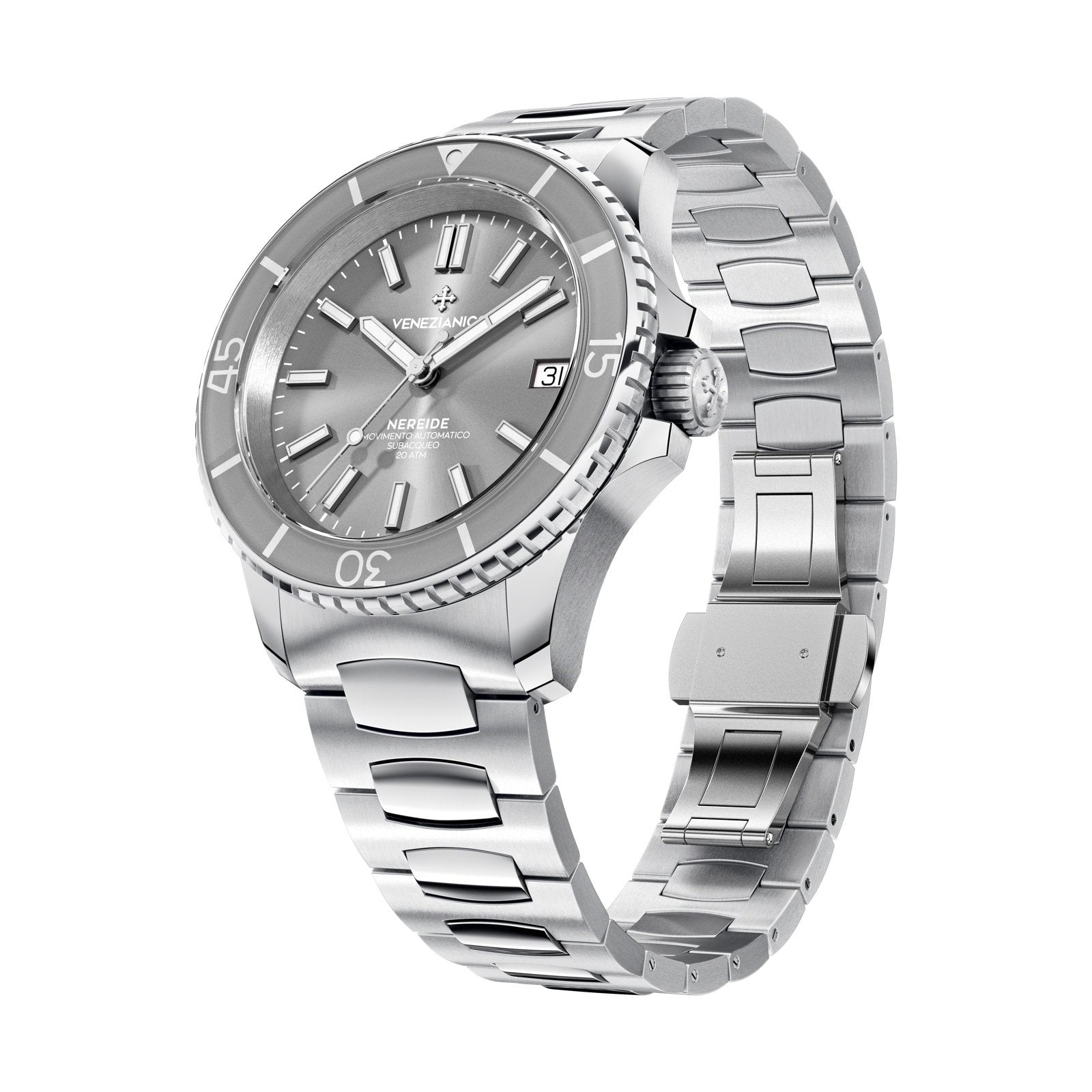 Venezianico Automatic Watch Nereide 39 Canova Bracelet Grey 3121505C-GR8 Sunglasses