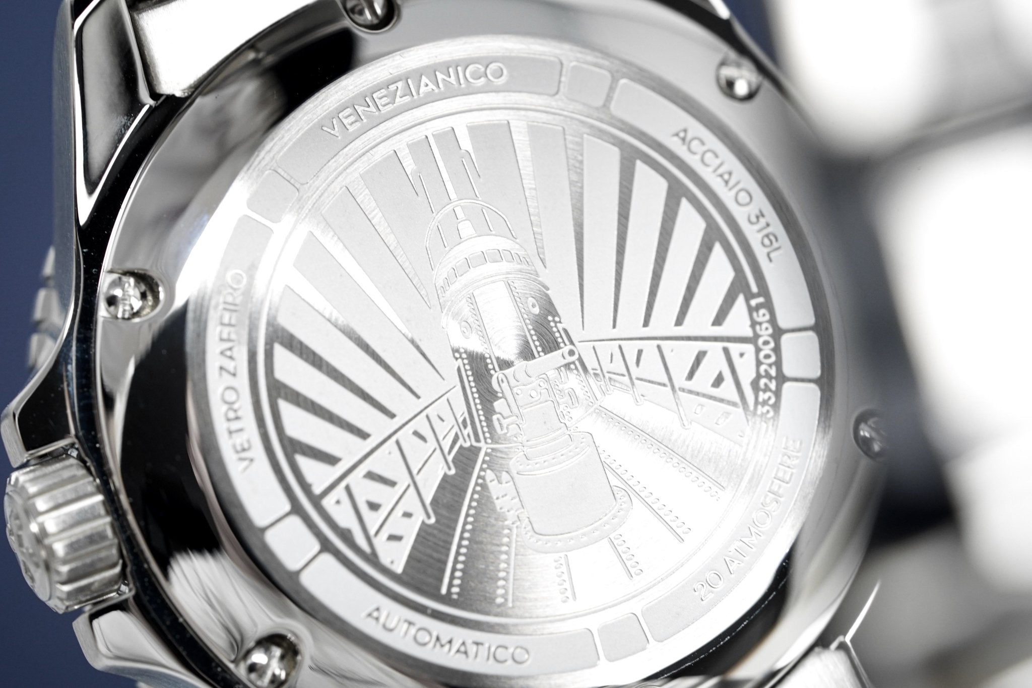 Venezianico Automatic Watch Nereide Canova Bracelet Blue 3321502C-GR8 Sunglasses