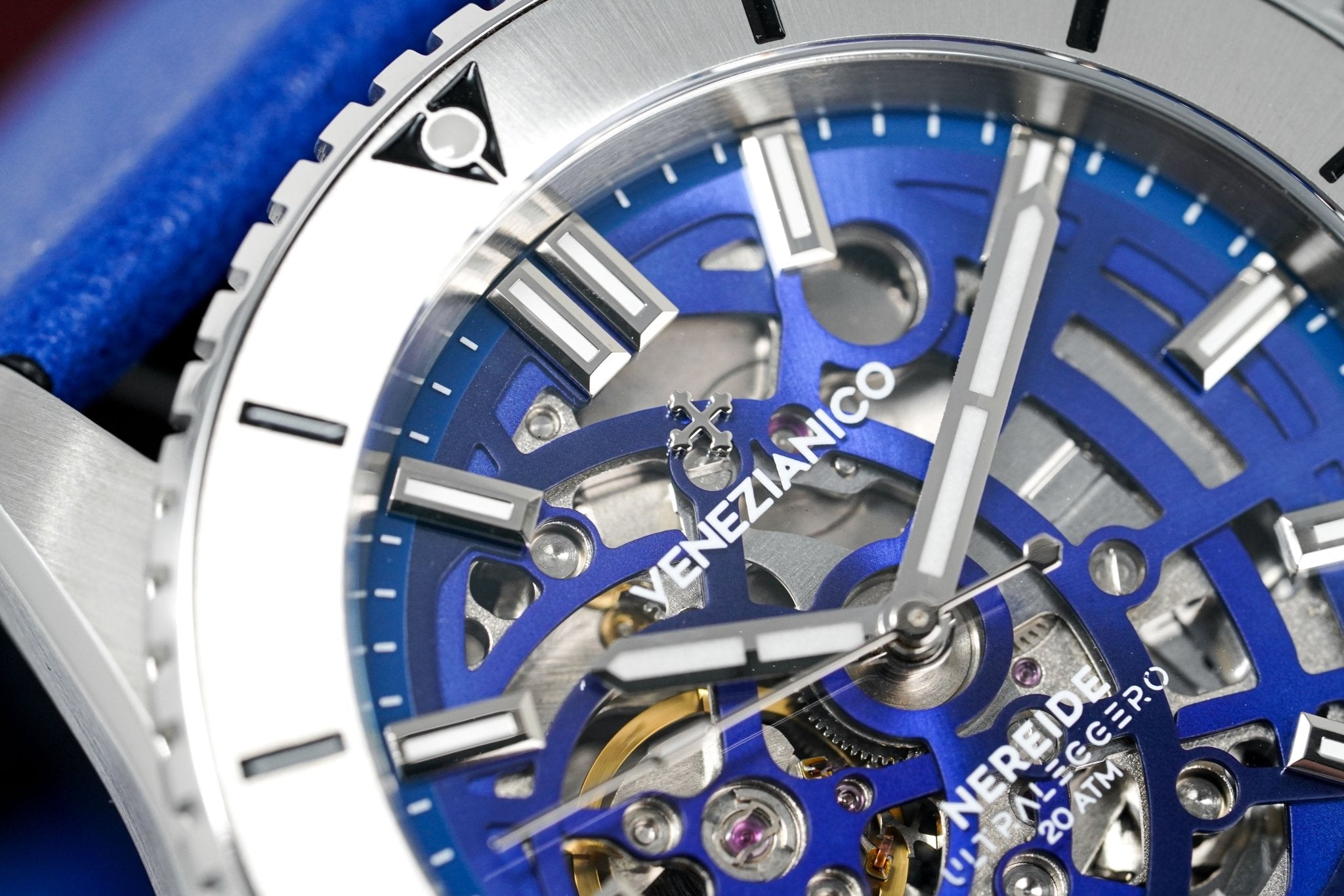 Venezianico Automatic Watch Nereide UltraLeggero Skeleton Blue 3921502-GR8 Sunglasses