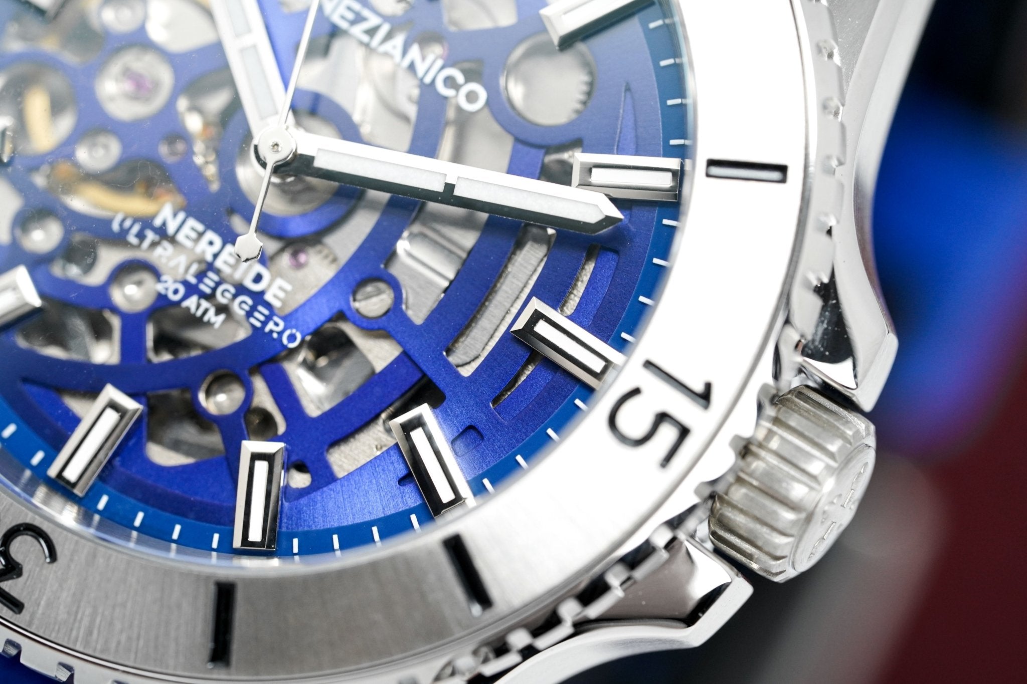 Venezianico Automatic Watch Nereide UltraLeggero Skeleton Blue 3921502-GR8 Sunglasses