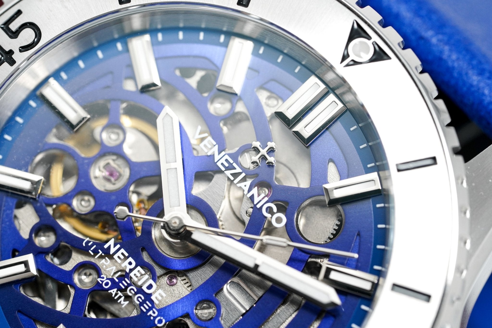 Venezianico Automatic Watch Nereide UltraLeggero Skeleton Blue 3921502-GR8 Sunglasses