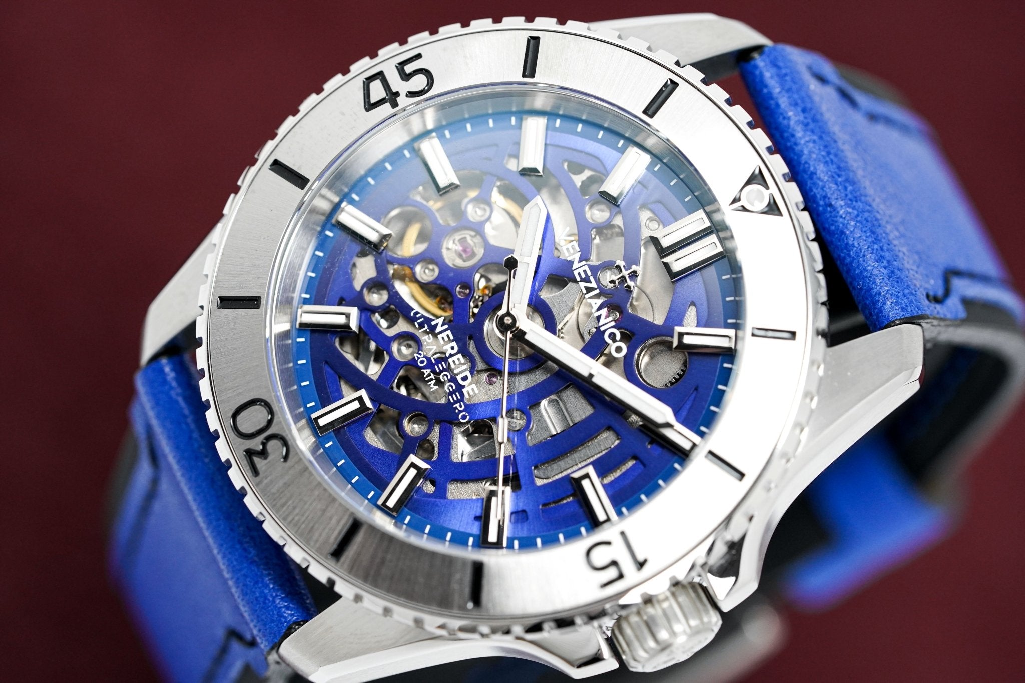 Venezianico Automatic Watch Nereide UltraLeggero Skeleton Blue 3921502-GR8 Sunglasses
