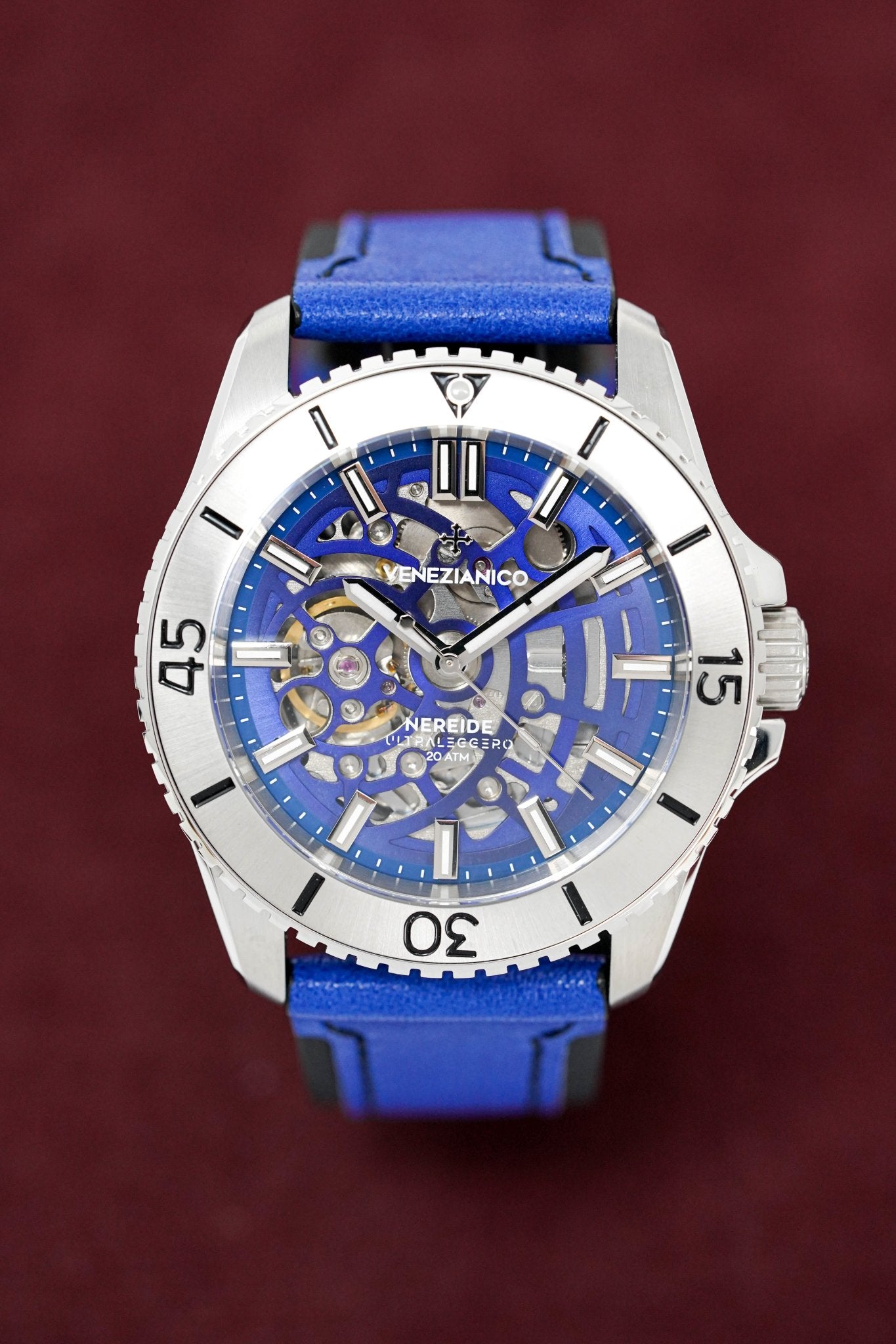 Venezianico Automatic Watch Nereide UltraLeggero Skeleton Blue 3921502-GR8 Sunglasses