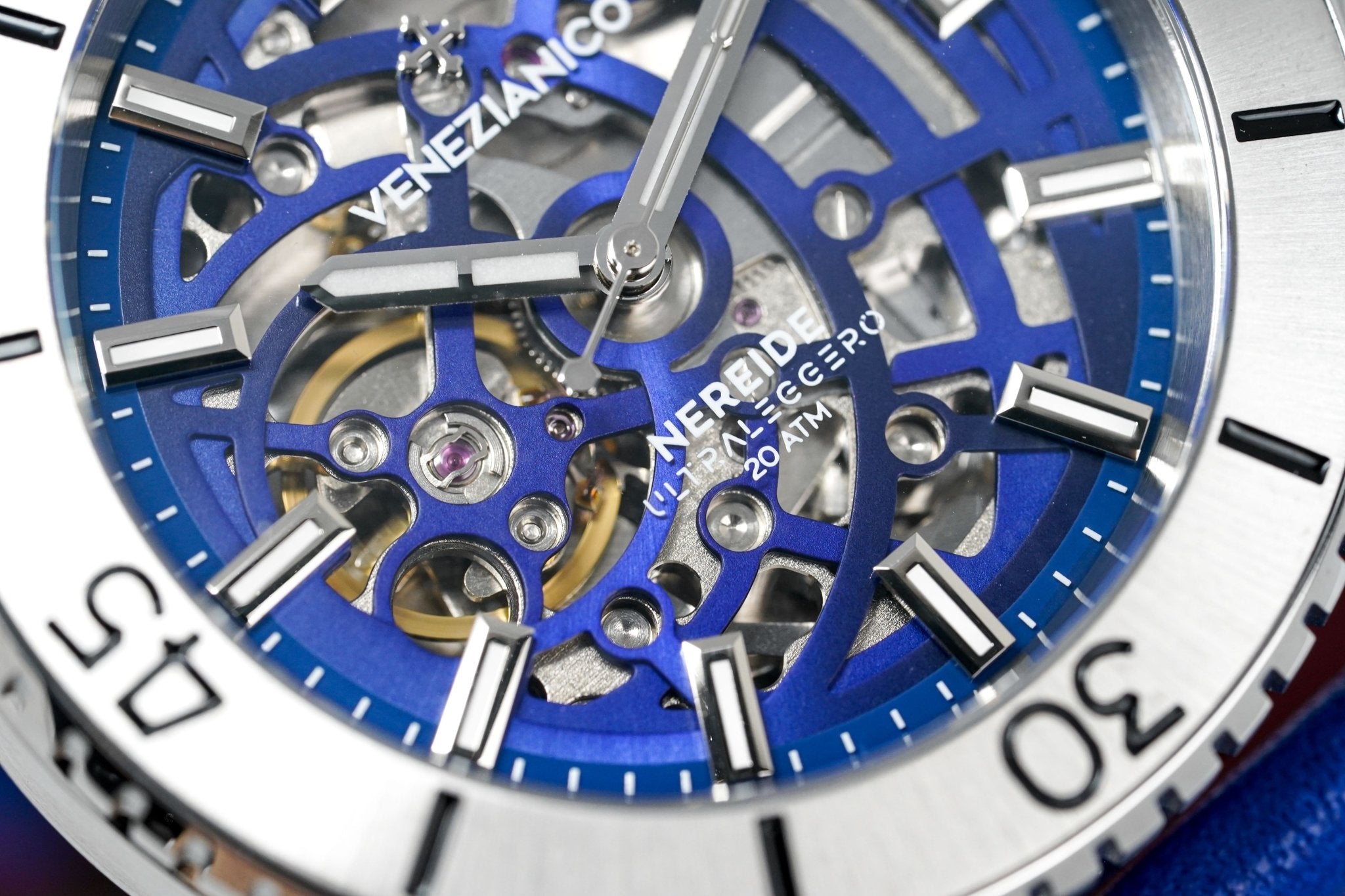 Venezianico Automatic Watch Nereide UltraLeggero Skeleton Blue 3921502-GR8 Sunglasses