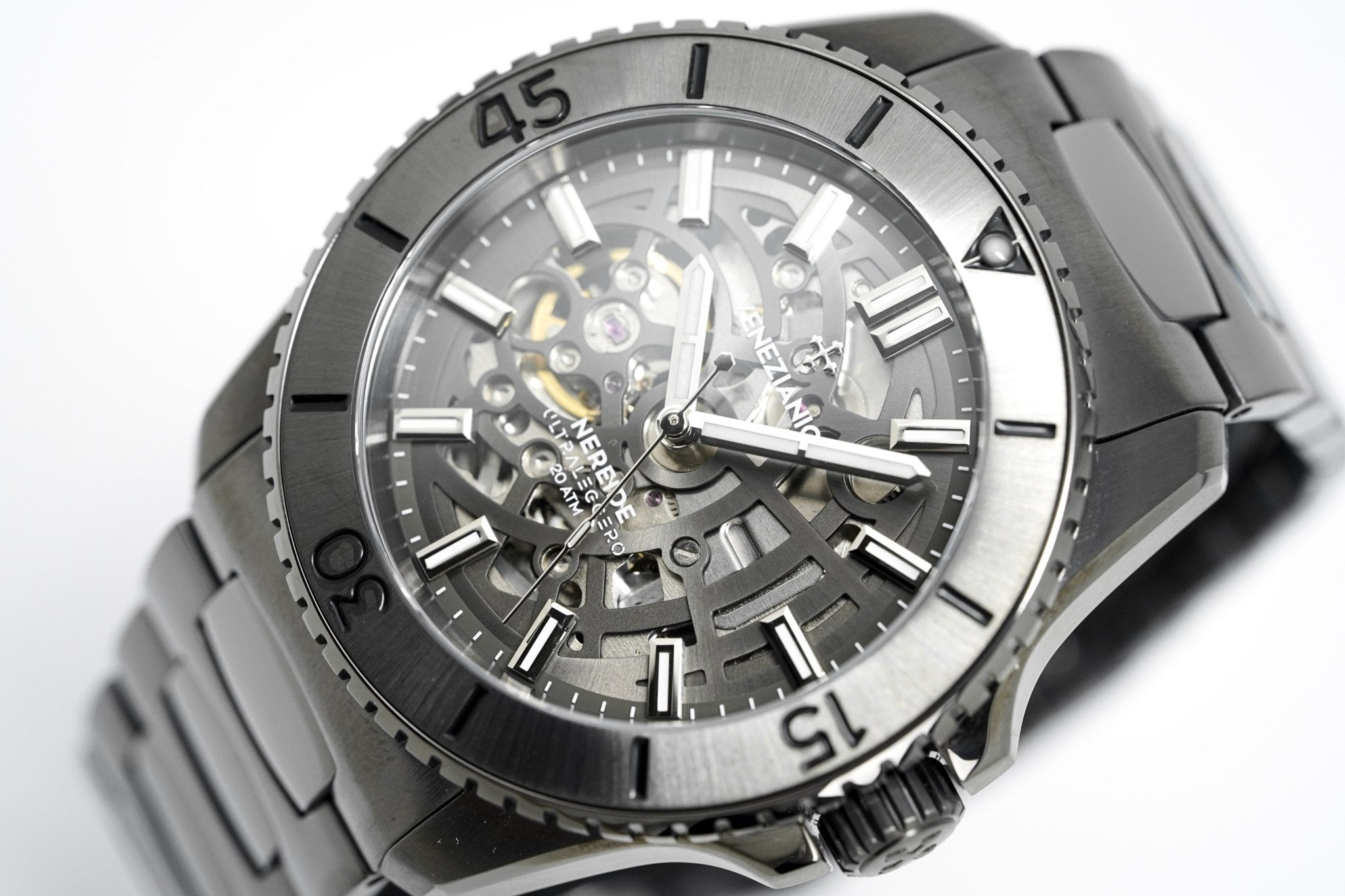 Venezianico Automatic Watch Nereide UltraLeggero Skeleton Gunmetal 3921504C-GR8 Sunglasses