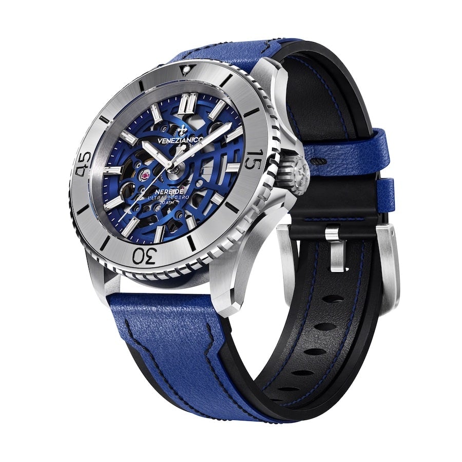 Venezianico Automatic Watch Nereide UltraLeggero Skeleton Blue 3921502-GR8 Sunglasses