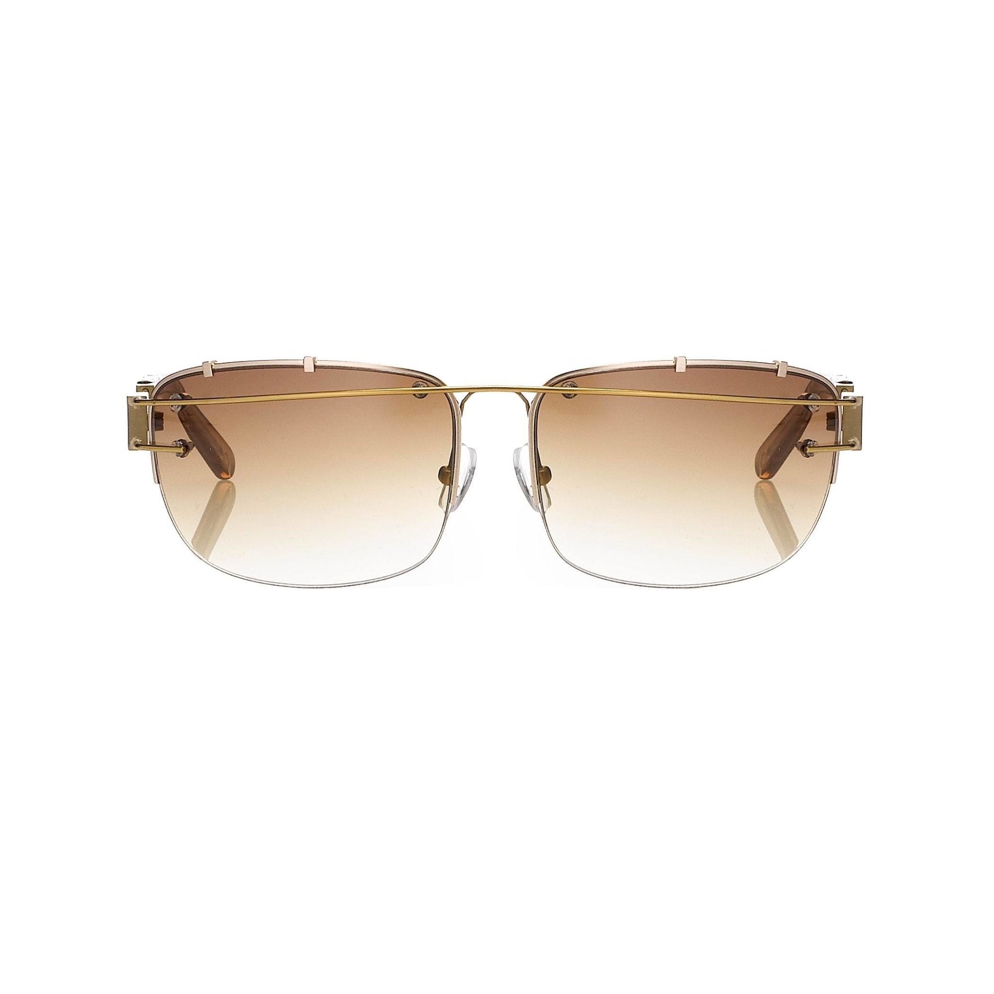 Yohji Yamamoto Sunglasses Rectangular Gold and Brown-GR8 Sunglasses