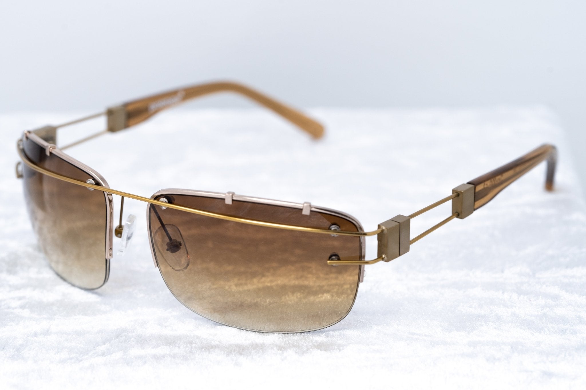 Yohji Yamamoto Unisex Sunglasses Rectangular Gold and Brown Graduated Lenses - 9YY100C3ANTIQUEGOLD - Watches & Crystals